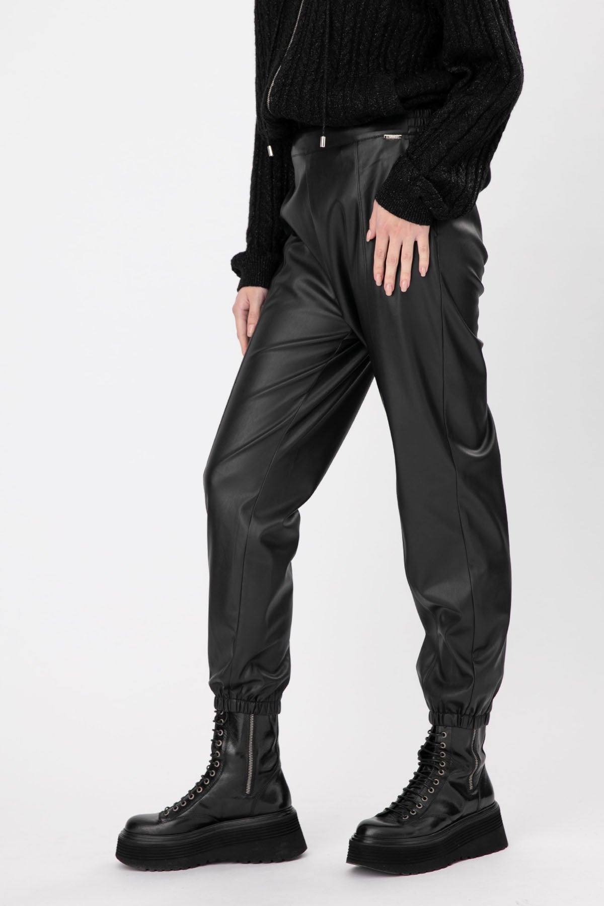 Liu Jo Beli Lastikli Yüksek Bel Deri Eşofman Altı-Libas Trendy Fashion Store