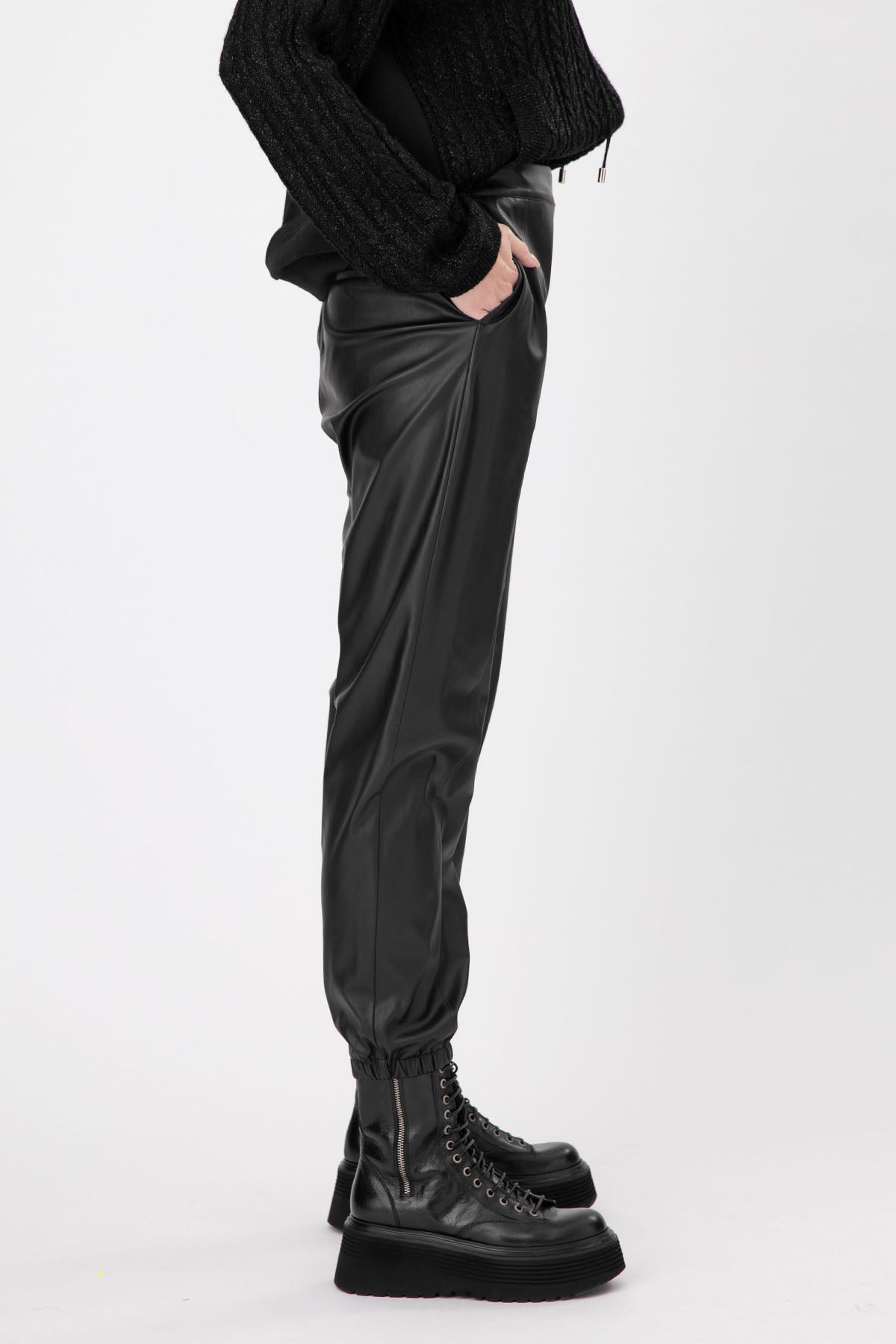 Liu Jo Beli Lastikli Yüksek Bel Deri Eşofman Altı-Libas Trendy Fashion Store