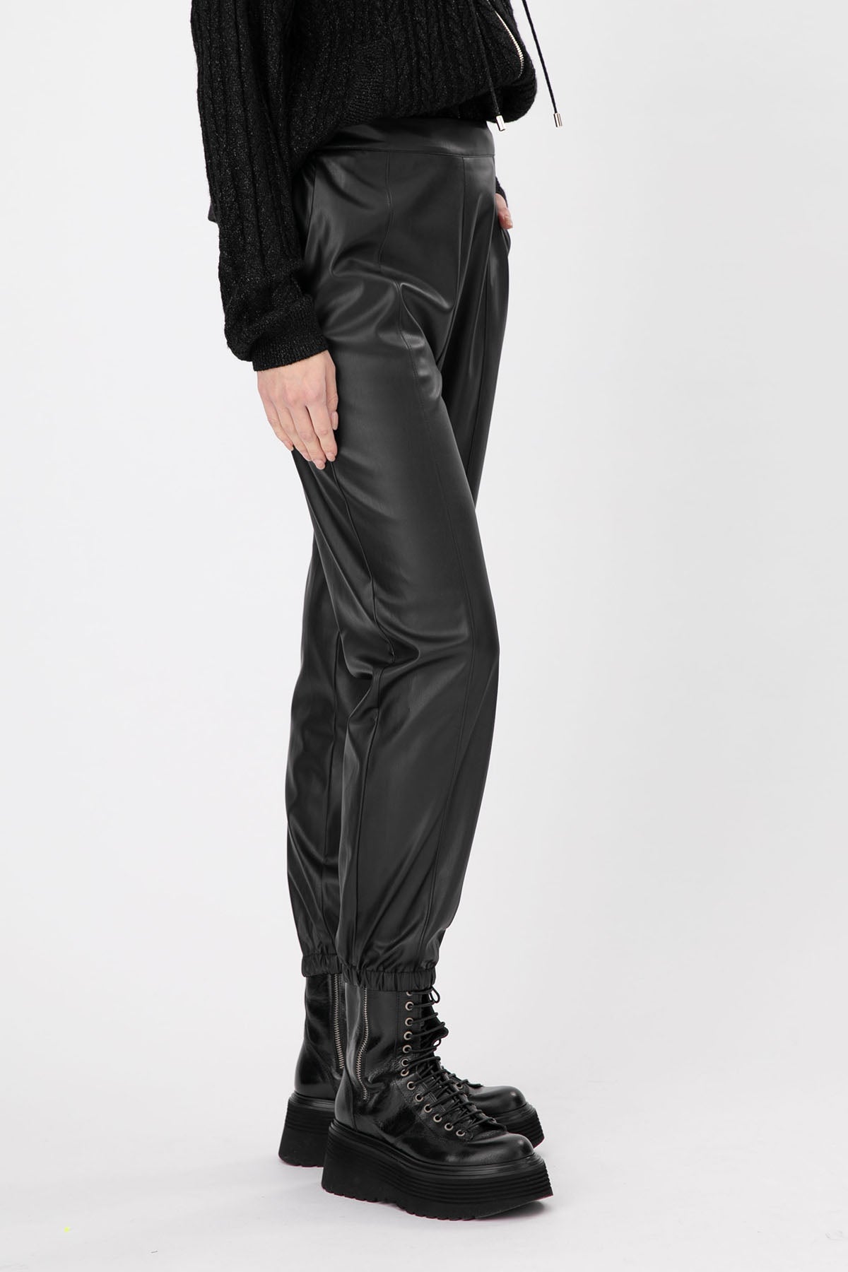 Liu Jo Beli Lastikli Yüksek Bel Deri Eşofman Altı-Libas Trendy Fashion Store