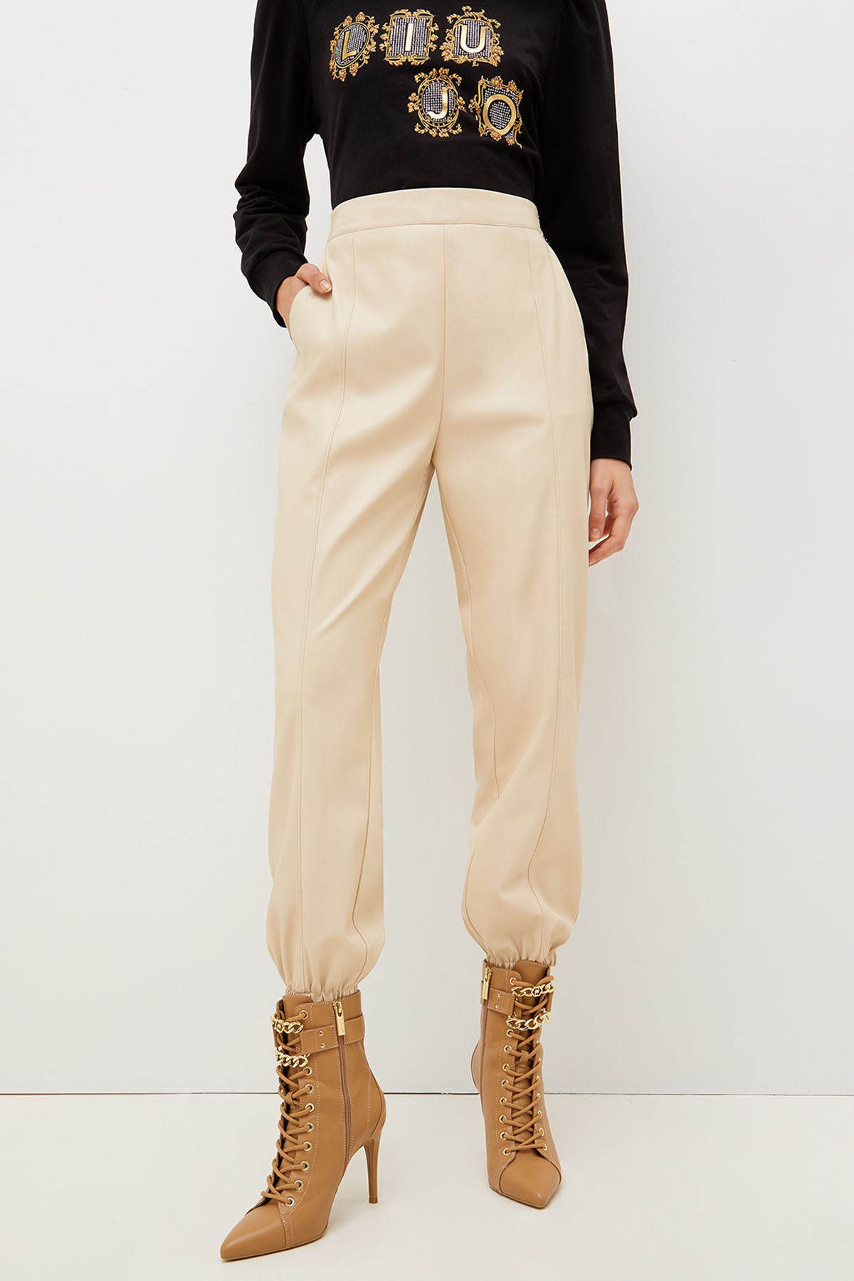 Liu Jo Beli Lastikli Yüksek Bel Deri Eşofman Altı-Libas Trendy Fashion Store