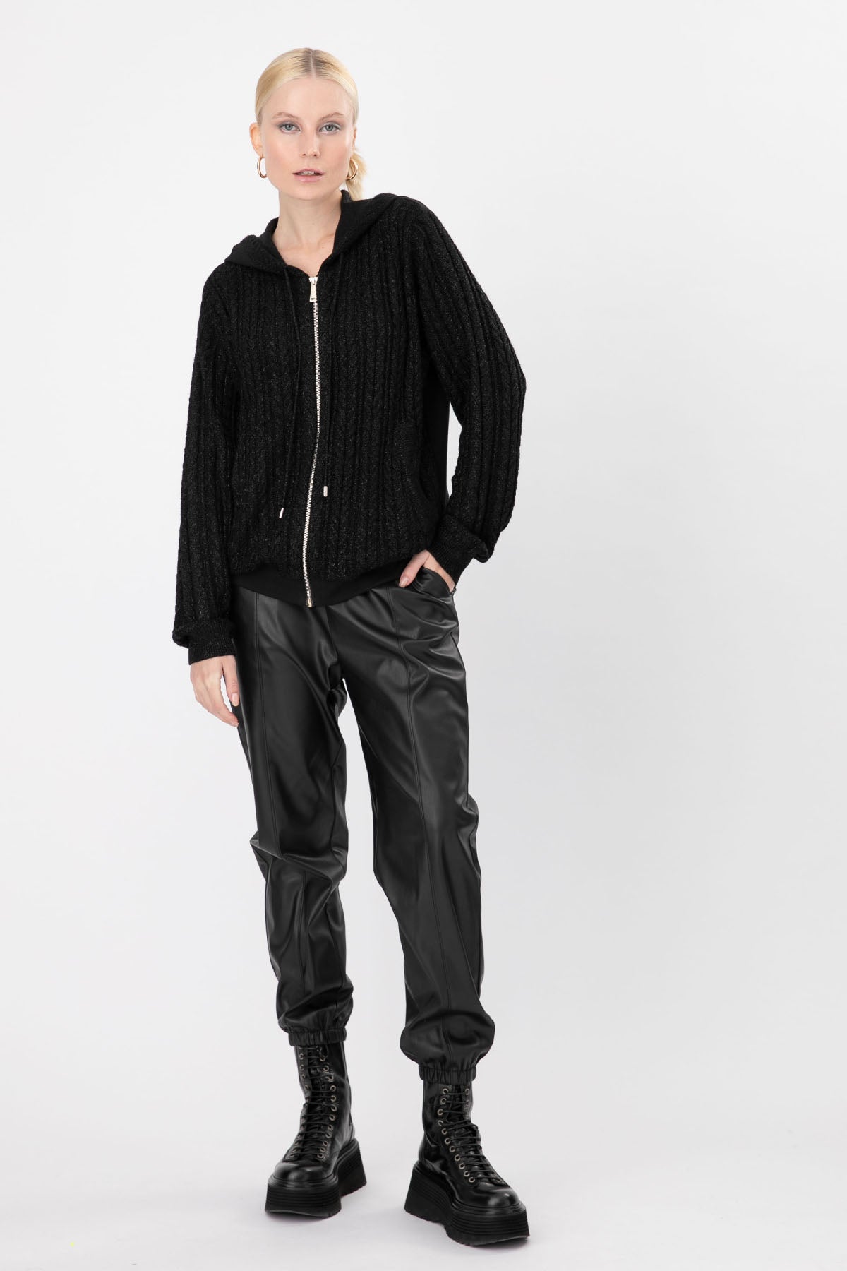 Liu Jo Fermuarlı Metalik Örgü Sweatshirt-Libas Trendy Fashion Store
