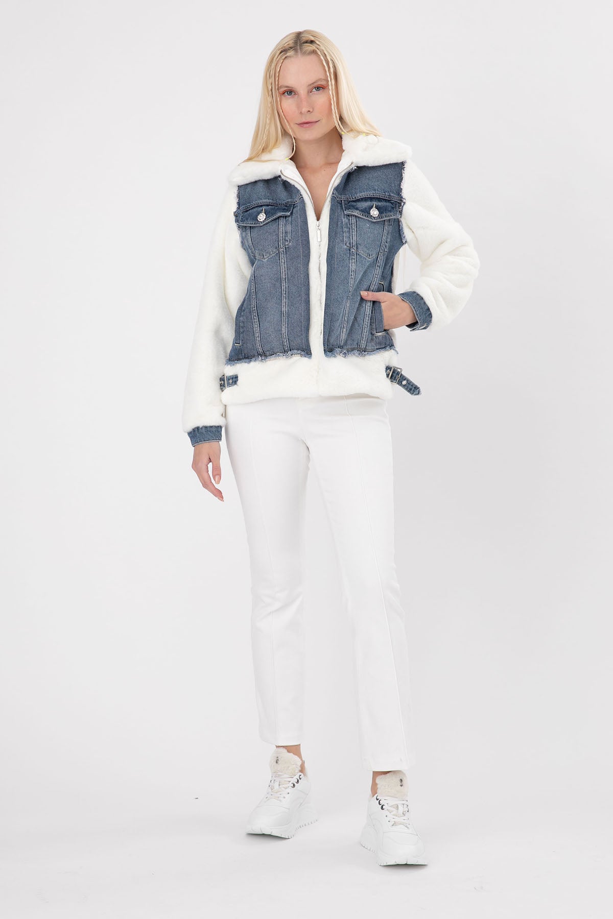 Liu Jo Denim Detaylı Peluş Ceket-Libas Trendy Fashion Store