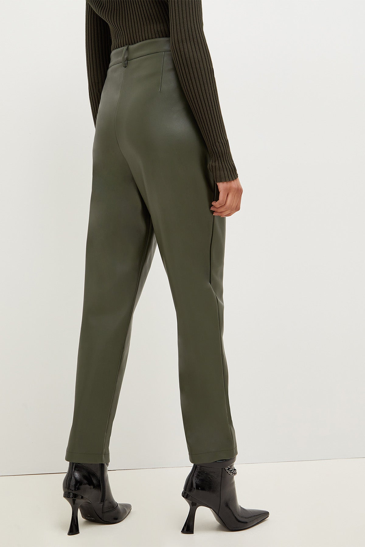 Liu Jo Çift Pileli Yüksek Bel Deri Pantolon-Libas Trendy Fashion Store