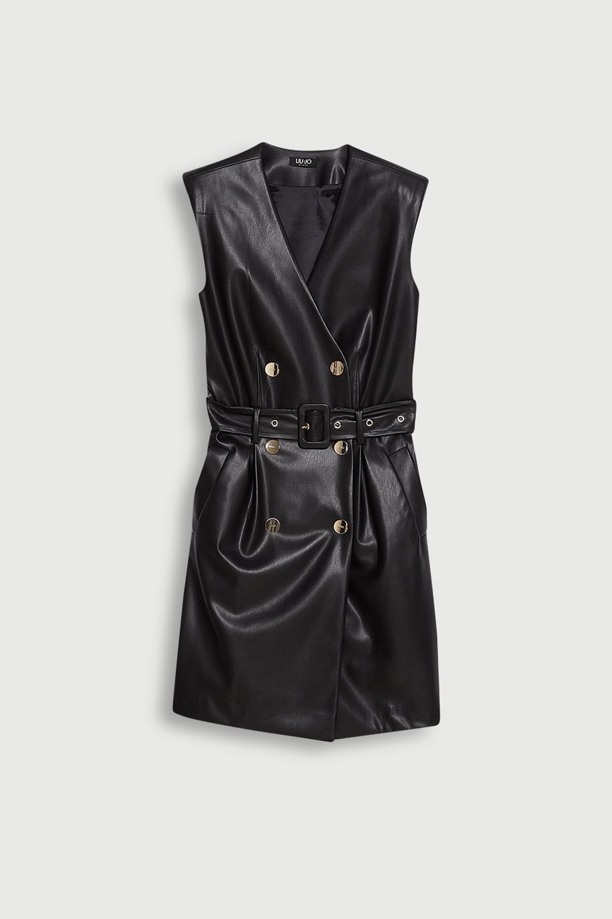 Liu Jo Kemerli Kruvaze Mini Deri Elbise-Libas Trendy Fashion Store