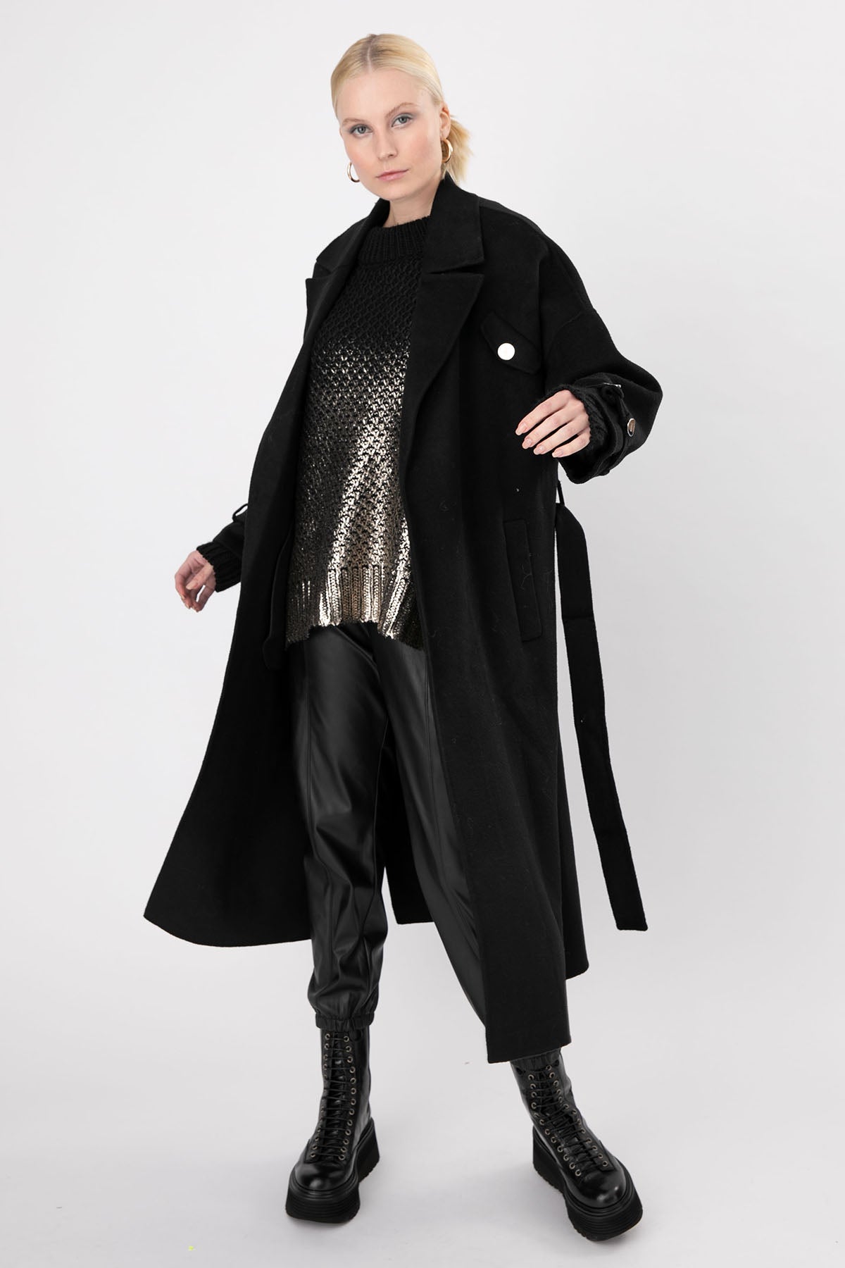 Liu Jo Kuşaklı Yün Kaban-Libas Trendy Fashion Store