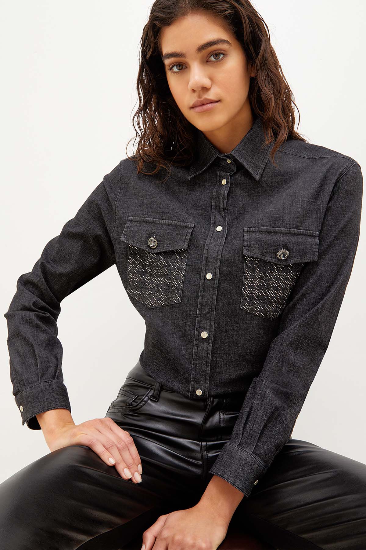 Liu Jo Cep Detaylı Denim Gömlek-Libas Trendy Fashion Store