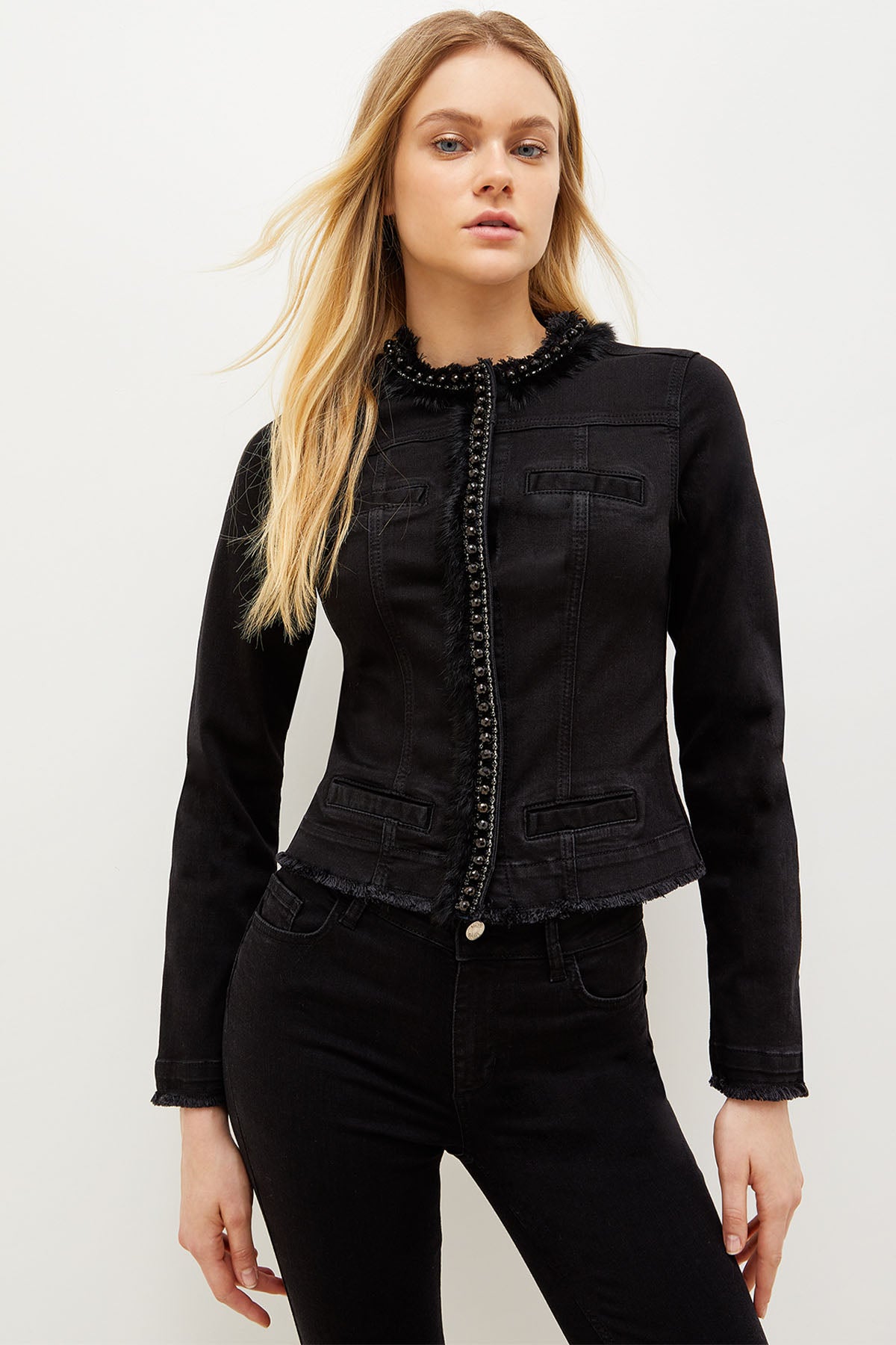 Liu Jo Zincir Aksesuarlı Streç Denim Ceket-Libas Trendy Fashion Store