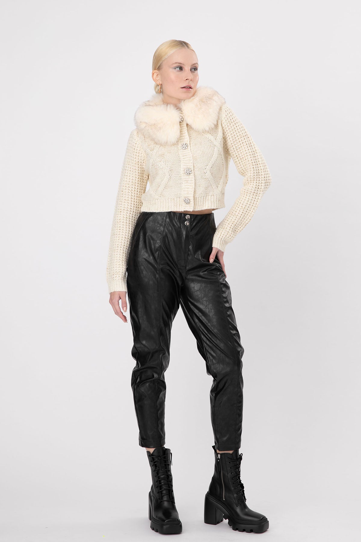 Liu Jo Kürklü Yaka Triko Ceket-Libas Trendy Fashion Store