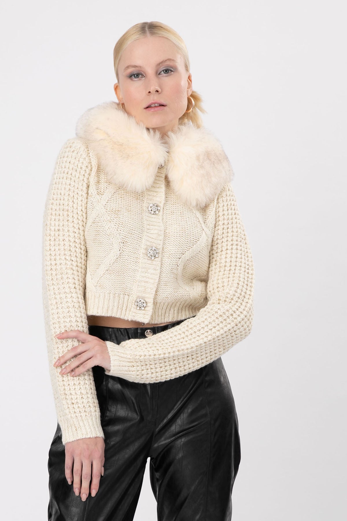 Liu Jo Kürklü Yaka Triko Ceket-Libas Trendy Fashion Store