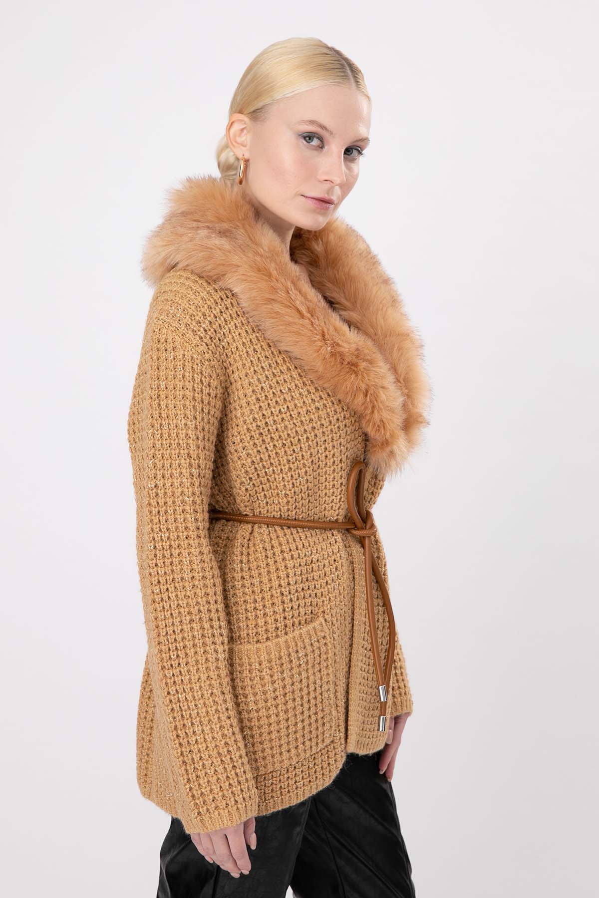 Liu Jo Kürklü Yaka Yün Triko Ceket-Libas Trendy Fashion Store