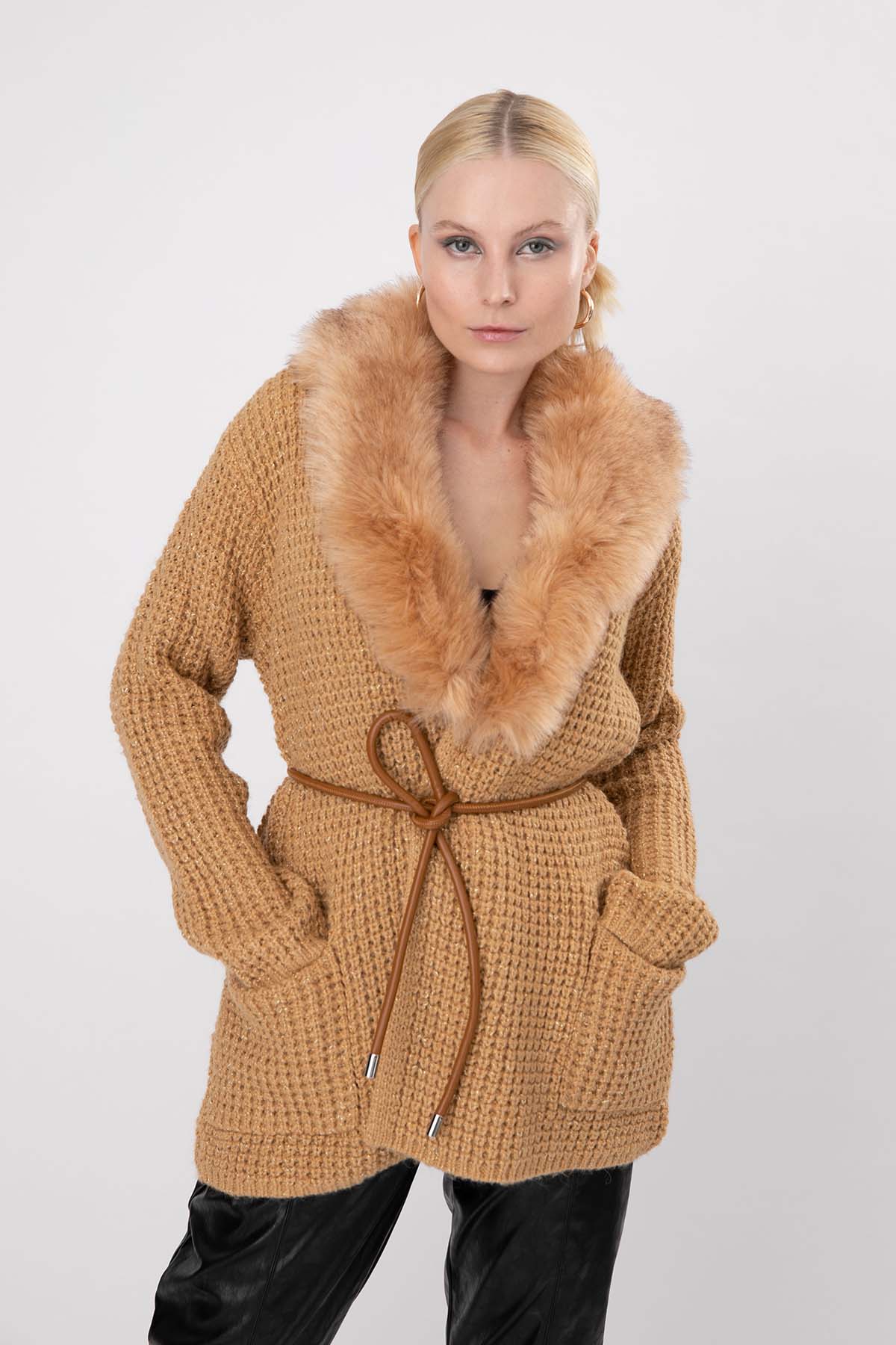 Liu Jo Kürklü Yaka Yün Triko Ceket-Libas Trendy Fashion Store