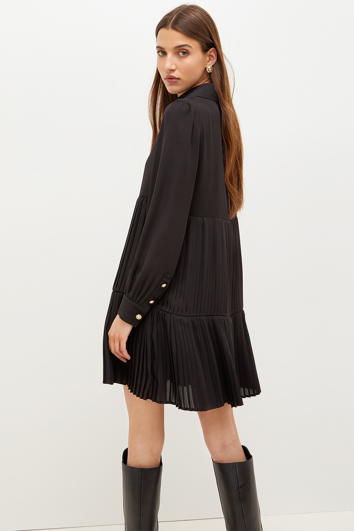 Liu Jo Klasik Yaka Piliseli Mini Gömlek Elbise-Libas Trendy Fashion Store