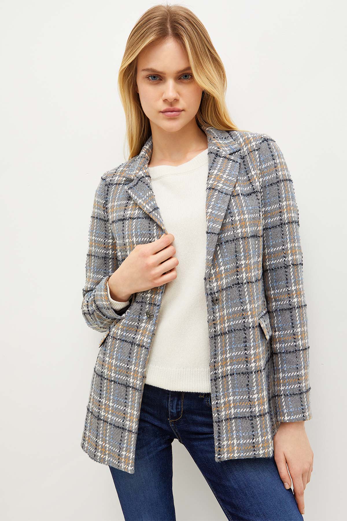 Liu Jo Ekose Tek Düğme Ceket-Libas Trendy Fashion Store