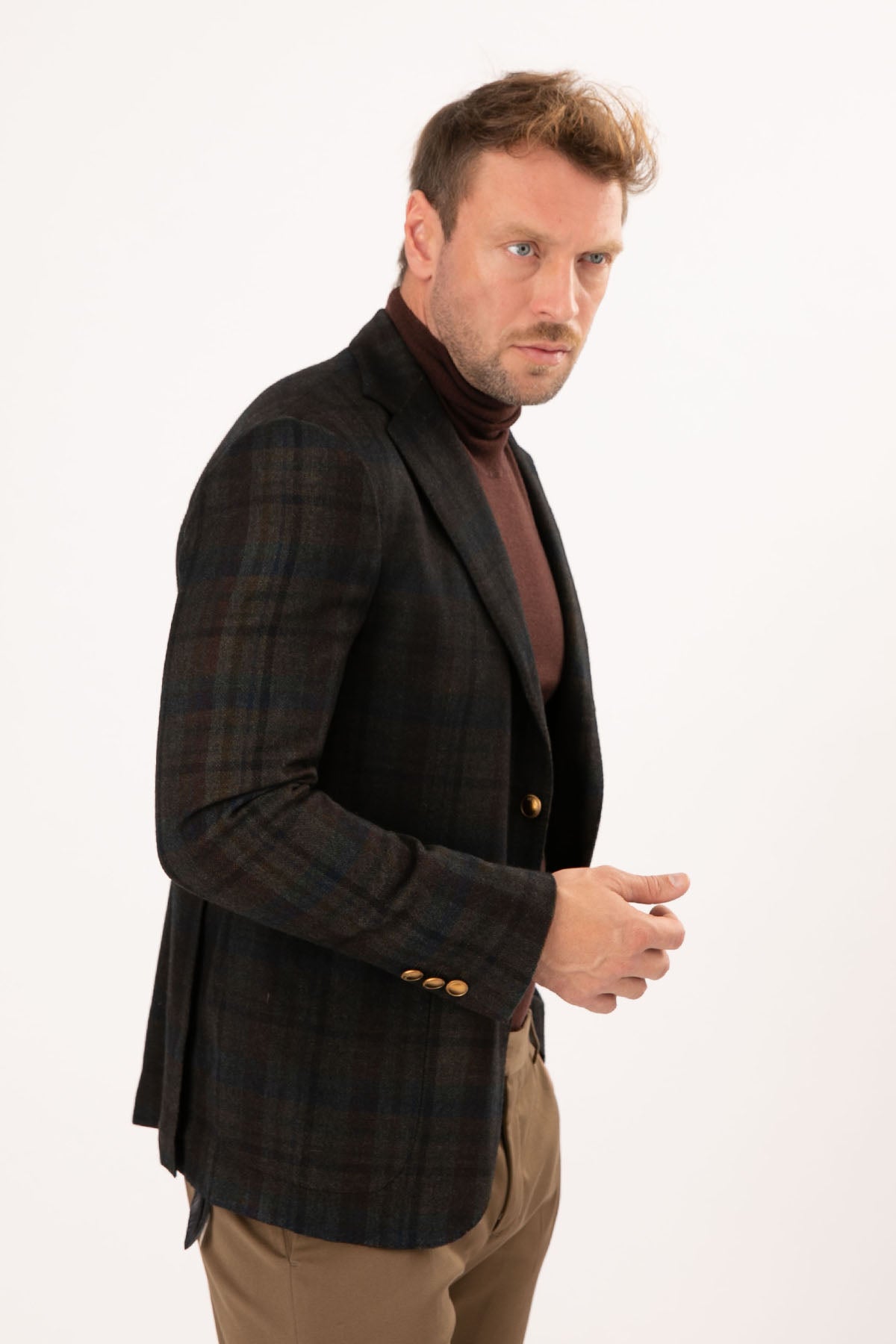 The Gigi Ekose Desenli Yün Blazer Ceket