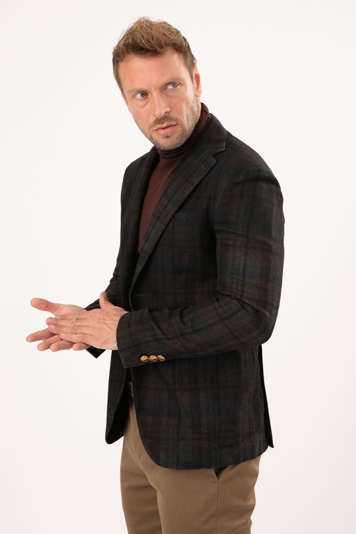 The Gigi Ekose Desenli Yün Blazer Ceket