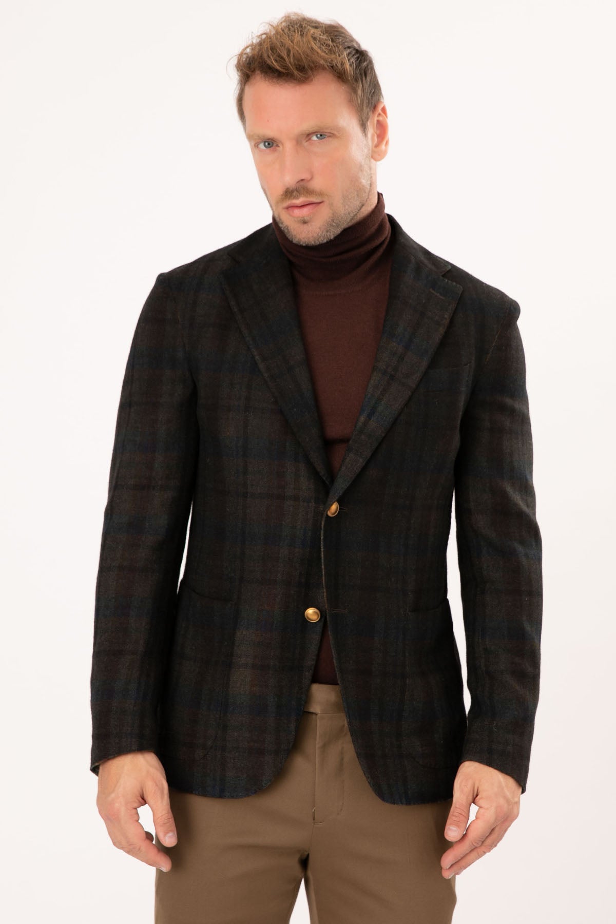 The Gigi Ekose Desenli Yün Blazer Ceket