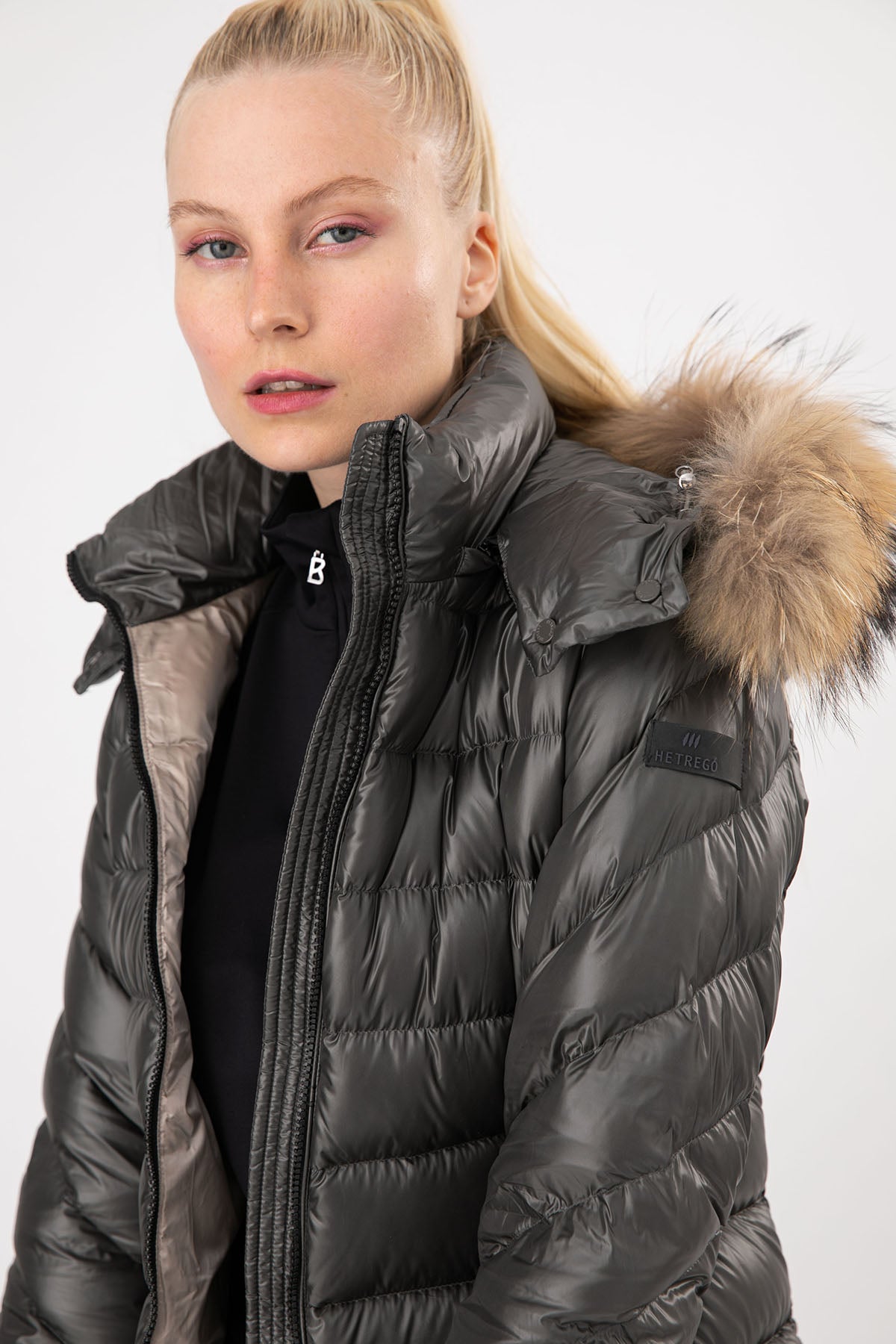 Hetrego Ingrid Slim Fit Kürklü Kapüşonlu Puffer Mont-Libas Trendy Fashion Store