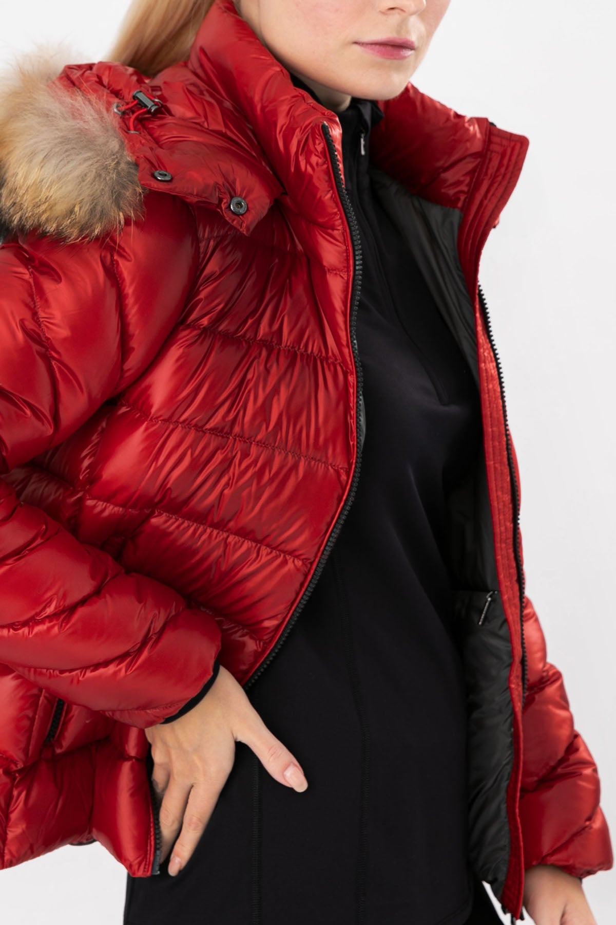 Hetrego Holly Slim Fit Kürklü Kapüşonlu Puffer Mont-Libas Trendy Fashion Store