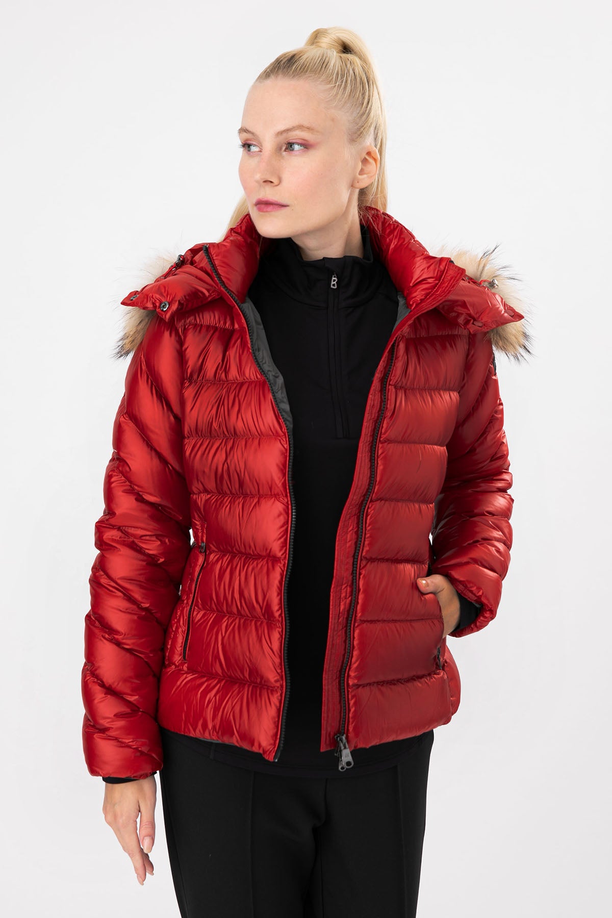 Hetrego Holly Slim Fit Kürklü Kapüşonlu Puffer Mont-Libas Trendy Fashion Store