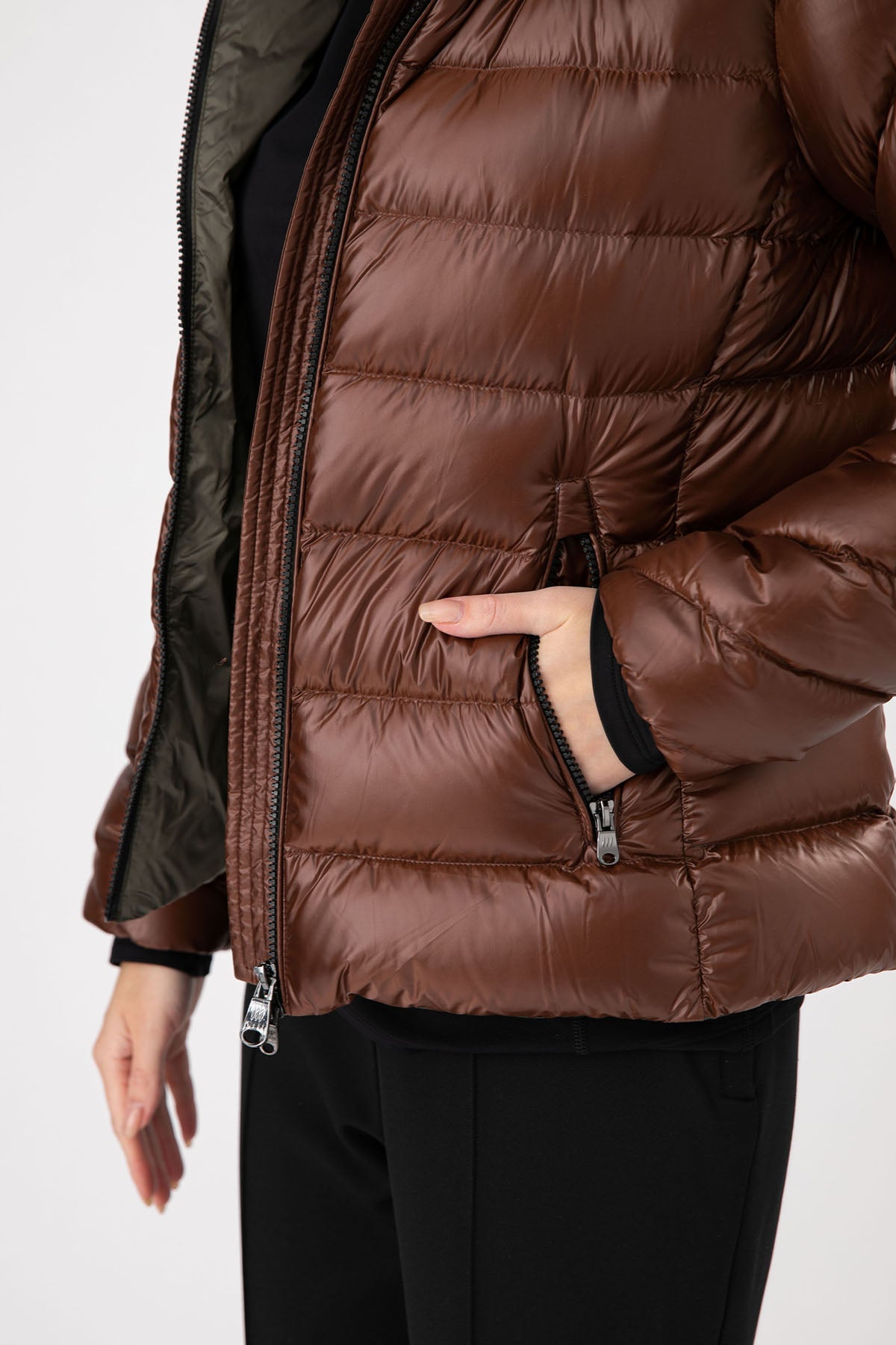 Hetrego Holly Slim Fit Kürklü Kapüşonlu Puffer Mont-Libas Trendy Fashion Store