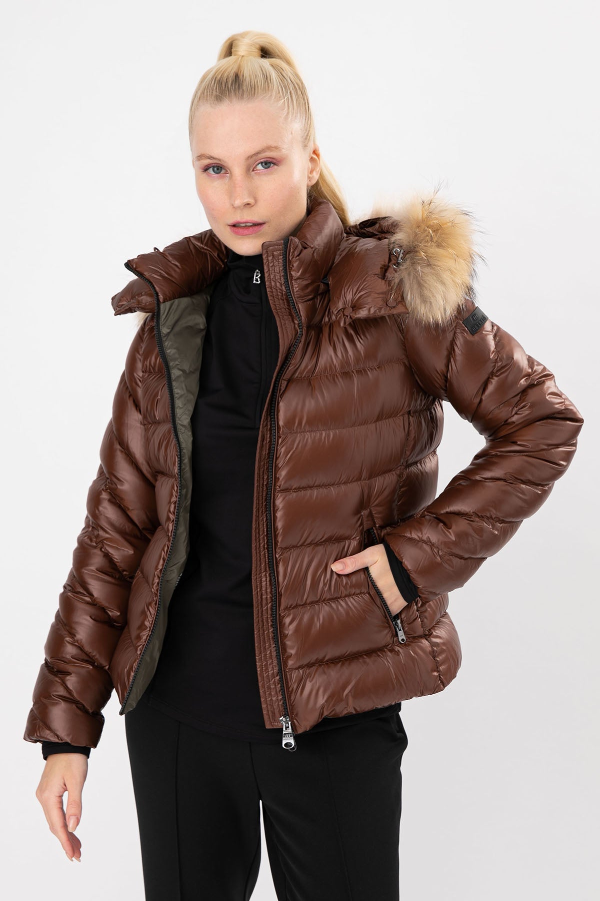 Hetrego Holly Slim Fit Kürklü Kapüşonlu Puffer Mont-Libas Trendy Fashion Store