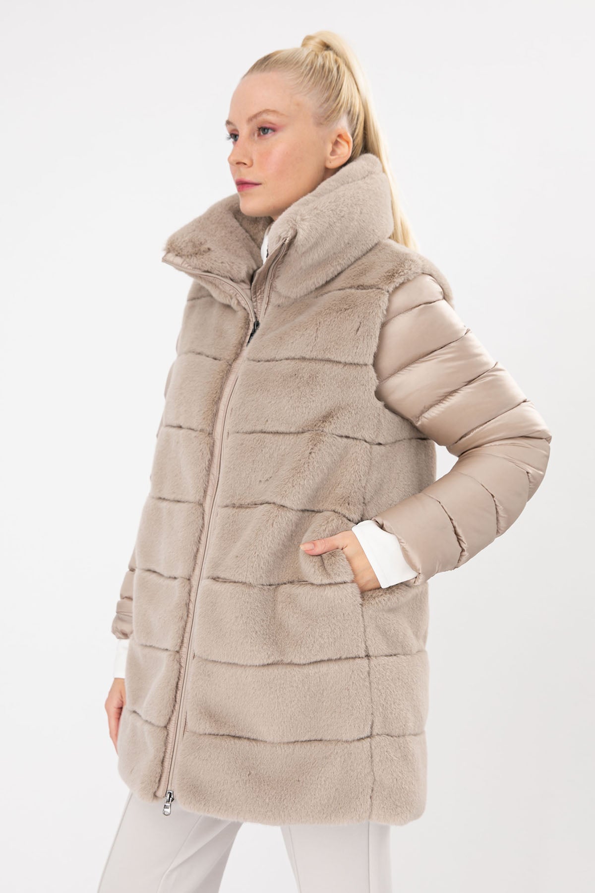 Hetrego Myrna Demonte Kollu Kürklü Mont-Libas Trendy Fashion Store