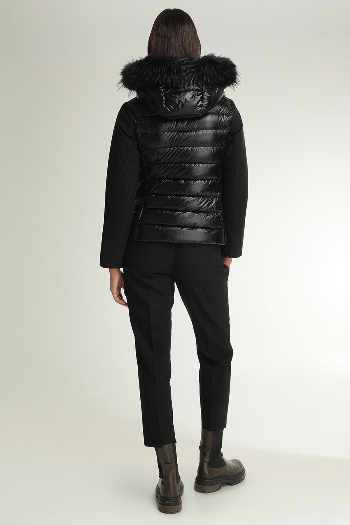 Hetrego Lola Kürklü Kapüşonlu Teknik Puffer Mont-Libas Trendy Fashion Store