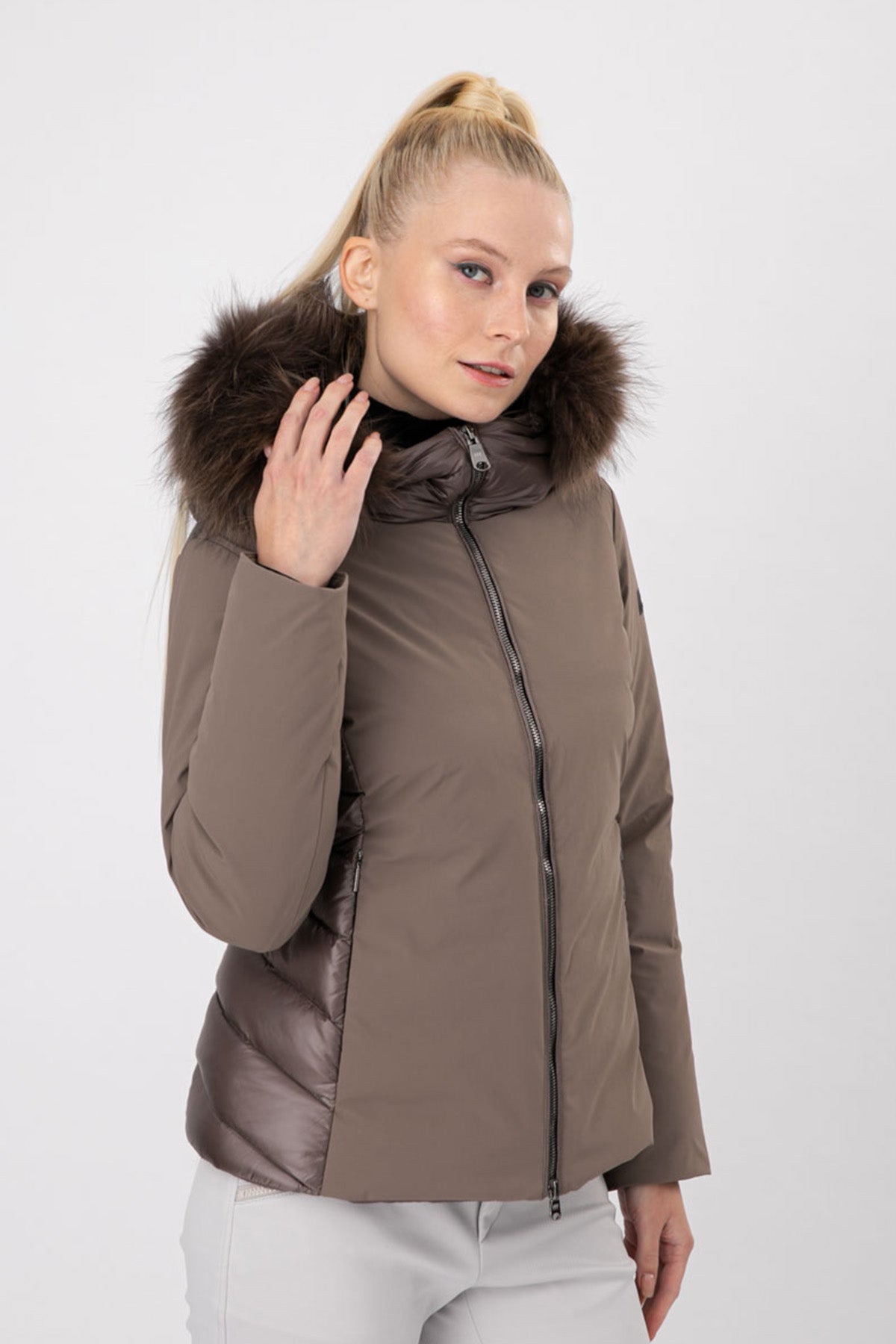 Hetrego Lola Kürklü Kapüşonlu Teknik Puffer Mont-Libas Trendy Fashion Store