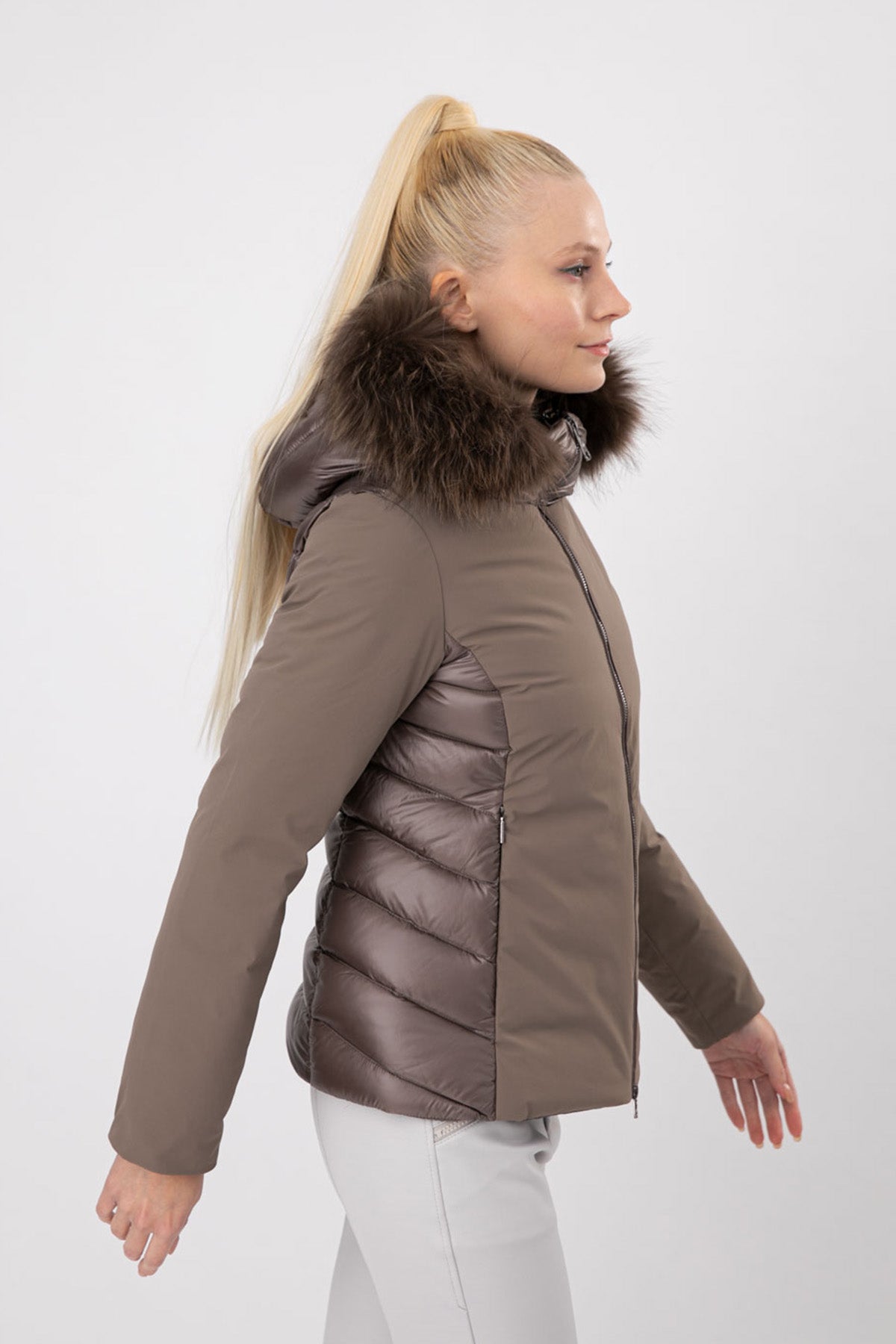 Hetrego Lola Kürklü Kapüşonlu Teknik Puffer Mont-Libas Trendy Fashion Store