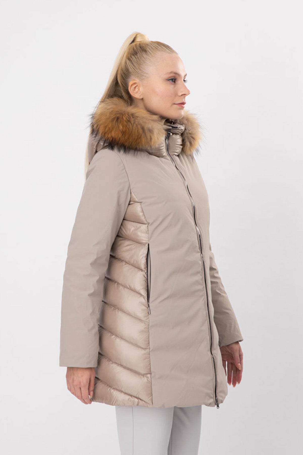 Hetrego Danielle Kürklü Kapüşonlu Teknik Puffer Mont-Libas Trendy Fashion Store