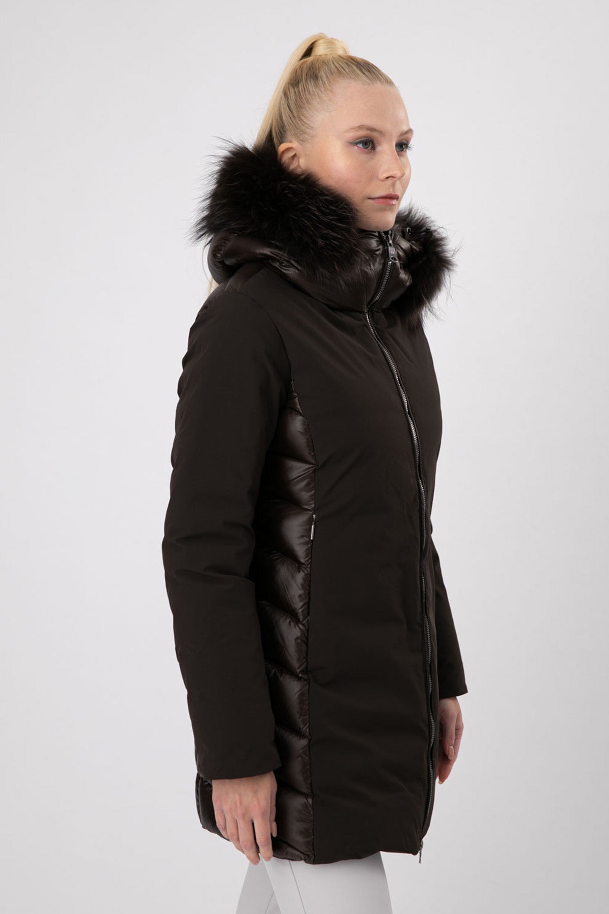 Hetrego Danielle Kürklü Kapüşonlu Teknik Puffer Mont-Libas Trendy Fashion Store