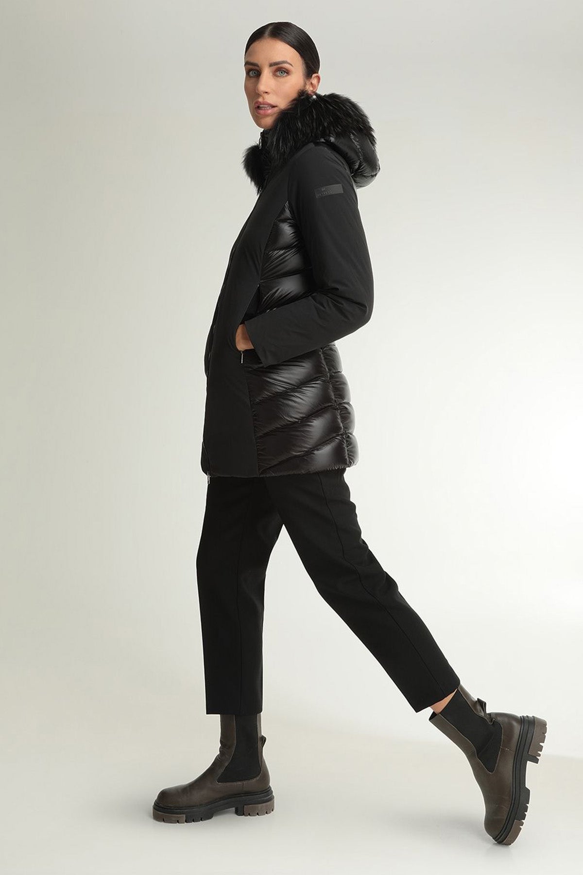 Hetrego Danielle Kürklü Kapüşonlu Teknik Puffer Mont-Libas Trendy Fashion Store