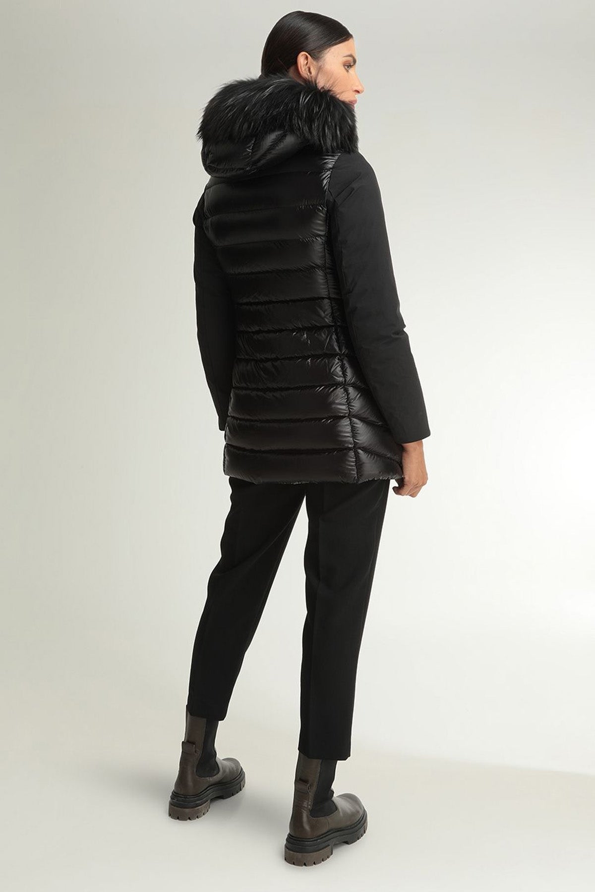 Hetrego Danielle Kürklü Kapüşonlu Teknik Puffer Mont-Libas Trendy Fashion Store