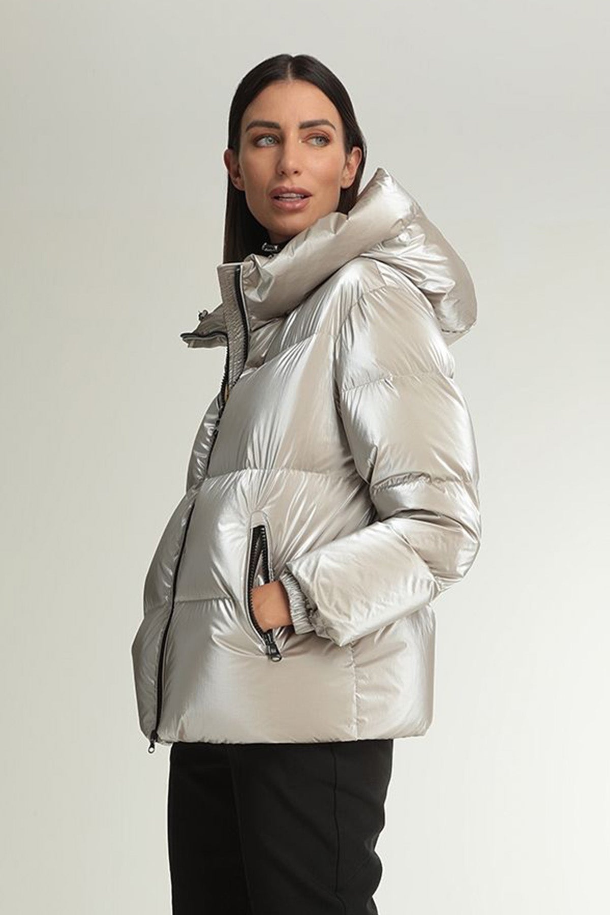 Hetrego Roxie Kapüşonlu Parlak Puffer Mont-Libas Trendy Fashion Store