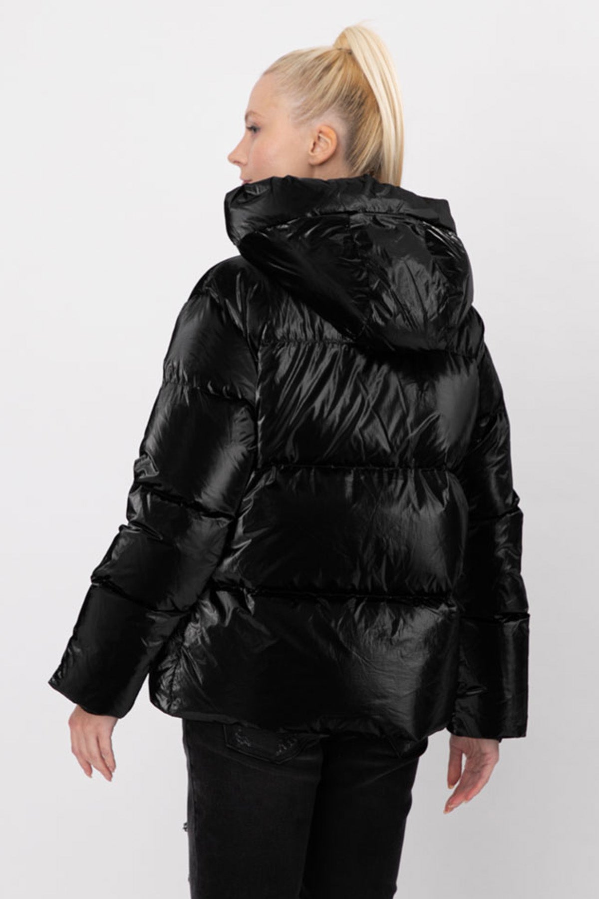 Hetrego Roxie Kapüşonlu Parlak Puffer Mont-Libas Trendy Fashion Store