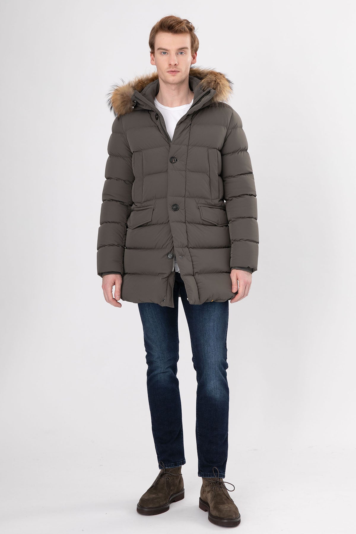 Hetrego Parker Kürklü Kapüşonlu Uzun Puffer Mont-Libas Trendy Fashion Store