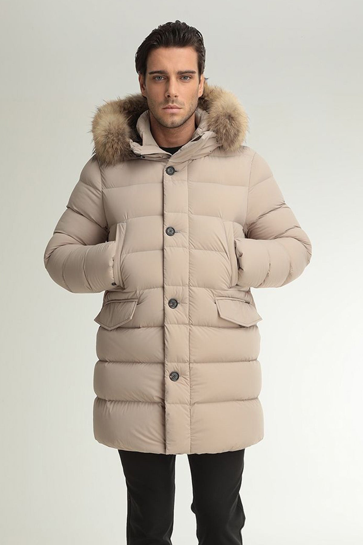 Hetrego Parker Kürklü Kapüşonlu Uzun Puffer Mont-Libas Trendy Fashion Store