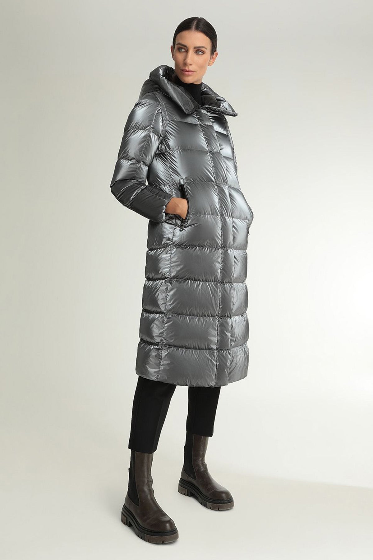 Hetrego Summer Kapüşonlu Demonte Kol Uzun Parlak Puffer Mont-Libas Trendy Fashion Store