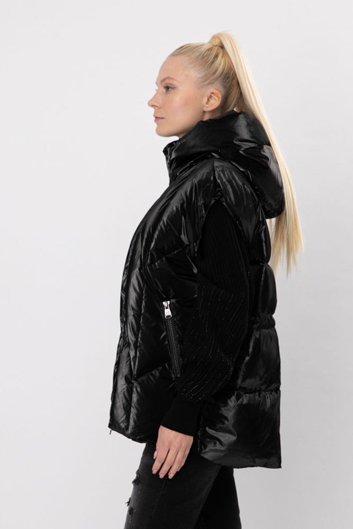 Hetrego Mindy Kapüşonlu Parlak Puffer Yelek-Libas Trendy Fashion Store