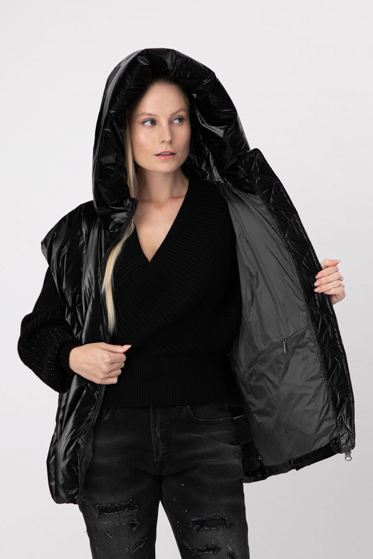 Hetrego Mindy Kapüşonlu Parlak Puffer Yelek-Libas Trendy Fashion Store