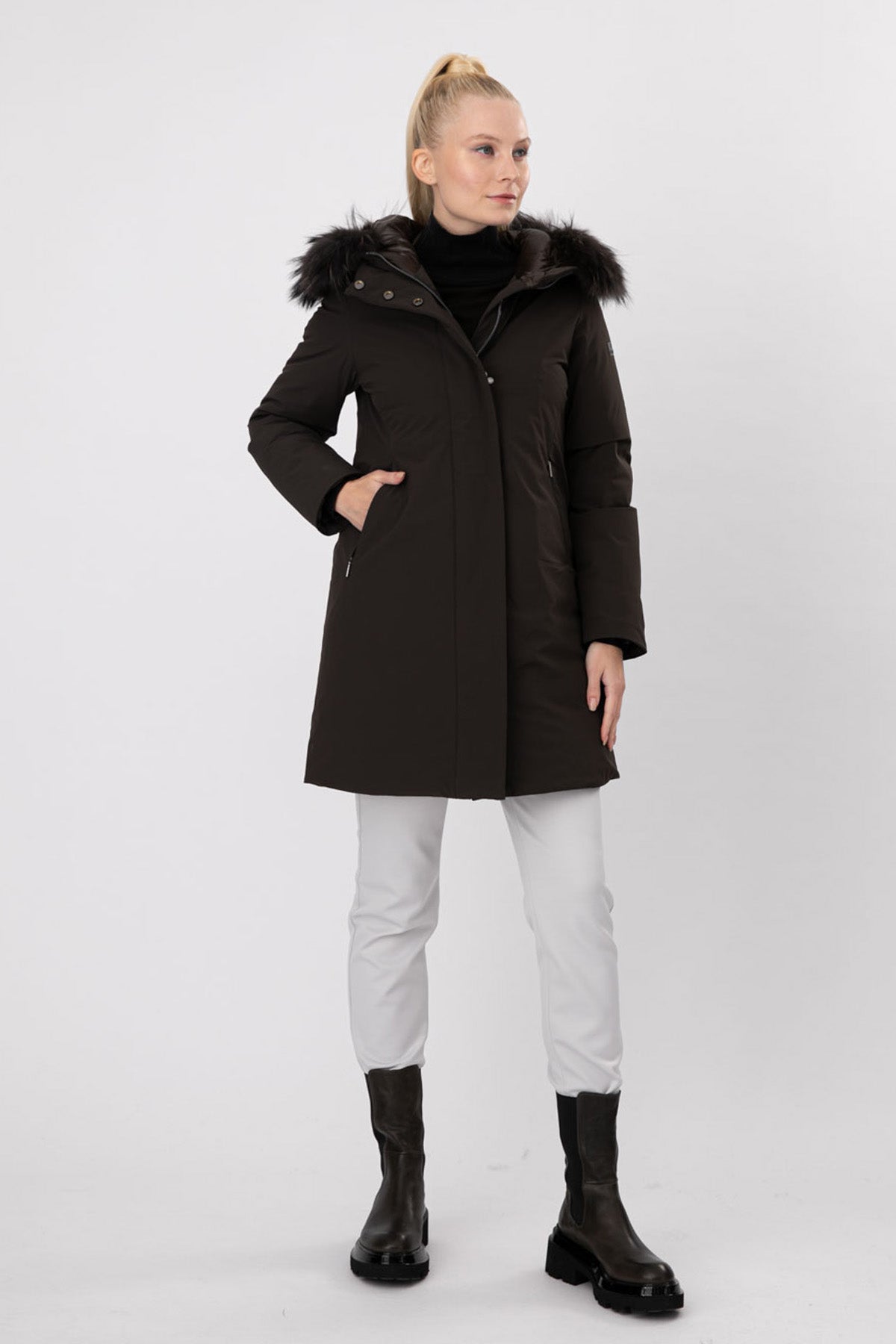 Hetrego Renee Kürklü Kapüşonlu Kaban-Libas Trendy Fashion Store