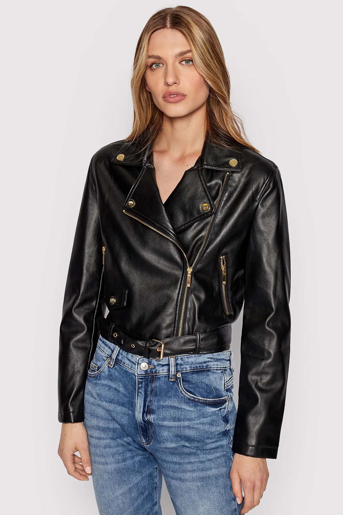 Chiara Ferragni Göz Logolu Deri Ceket-Libas Trendy Fashion Store