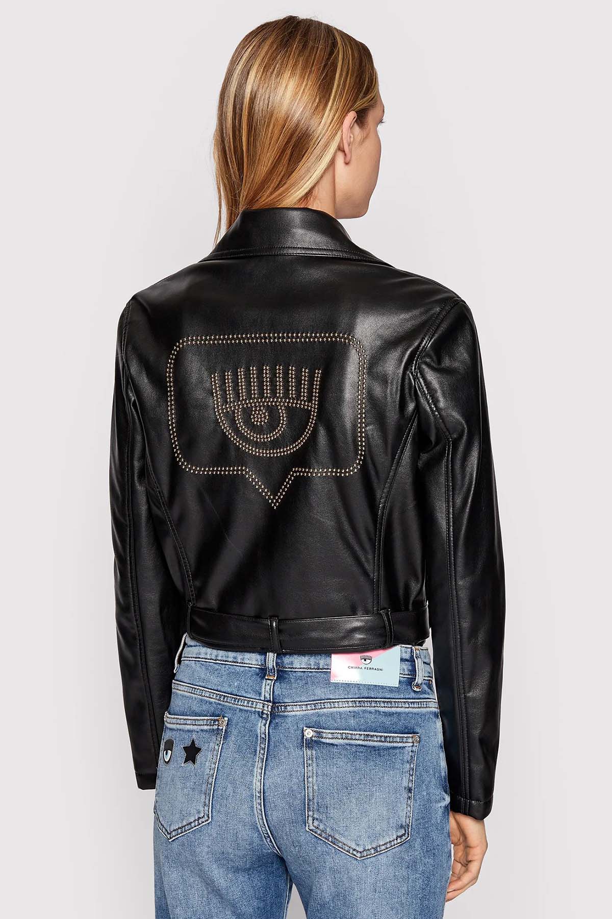 Chiara Ferragni Göz Logolu Deri Ceket-Libas Trendy Fashion Store