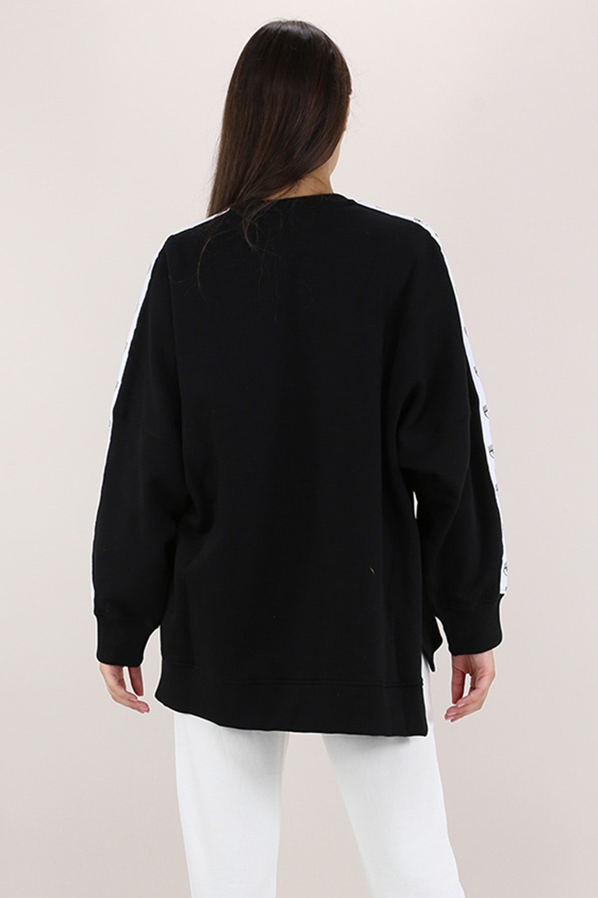 Chiara Ferragni Göz Logo Şeritli Geniş Kesim Sweatshirt-Libas Trendy Fashion Store