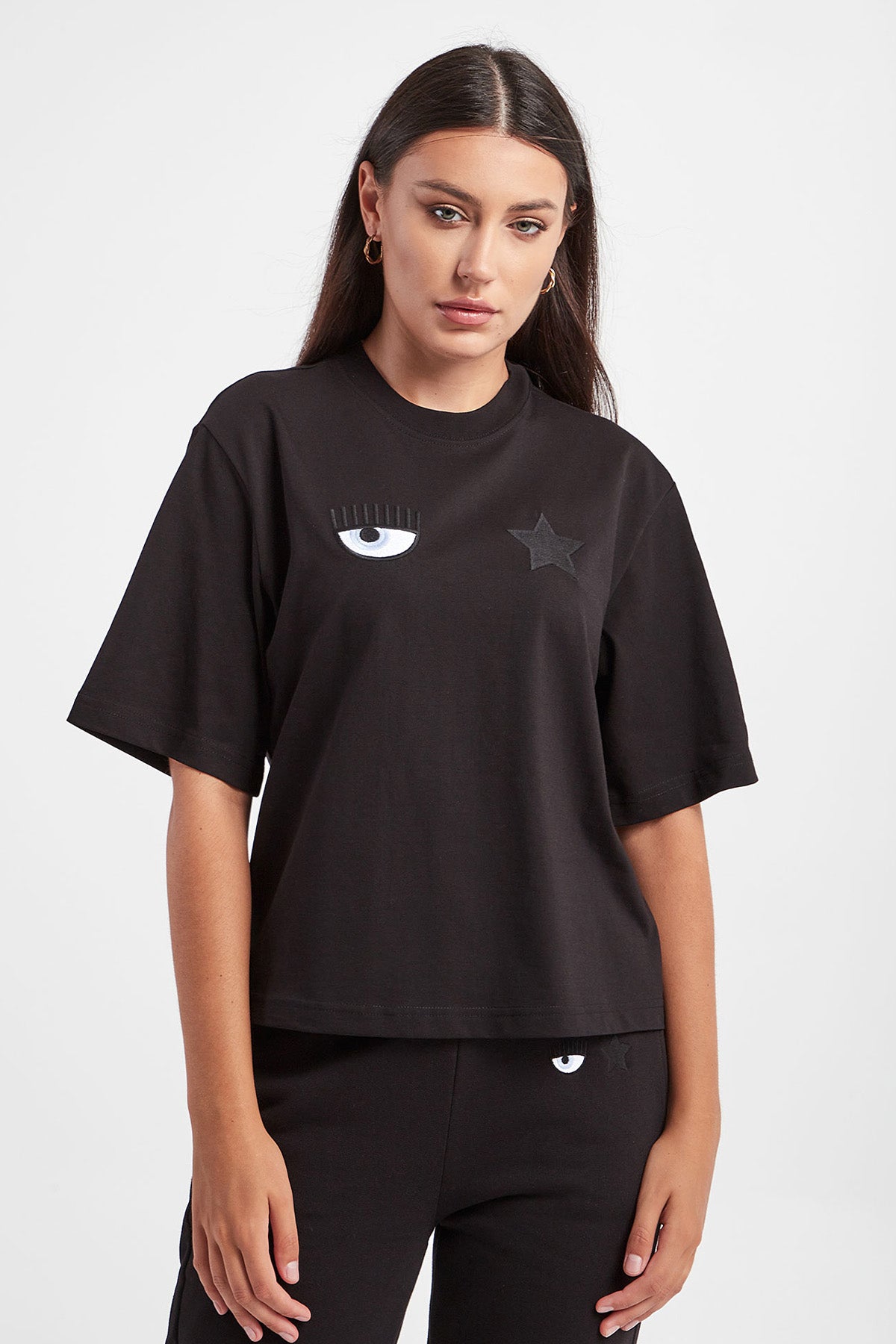Chiara Ferragni Yuvarlak Yaka Logolu T-shirt-Libas Trendy Fashion Store