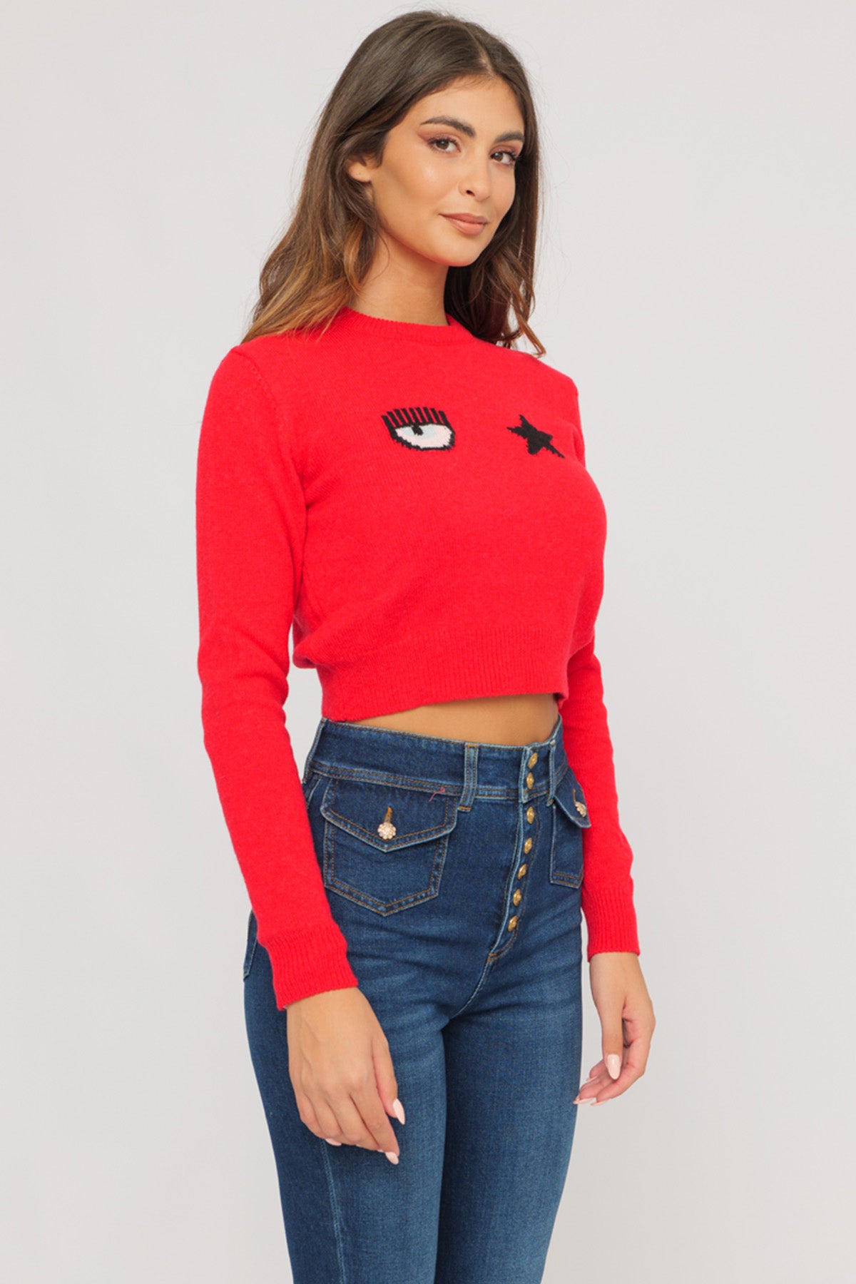 Chiara Ferragni Logolu Kaşmirli Yün Örgü Crop Triko-Libas Trendy Fashion Store