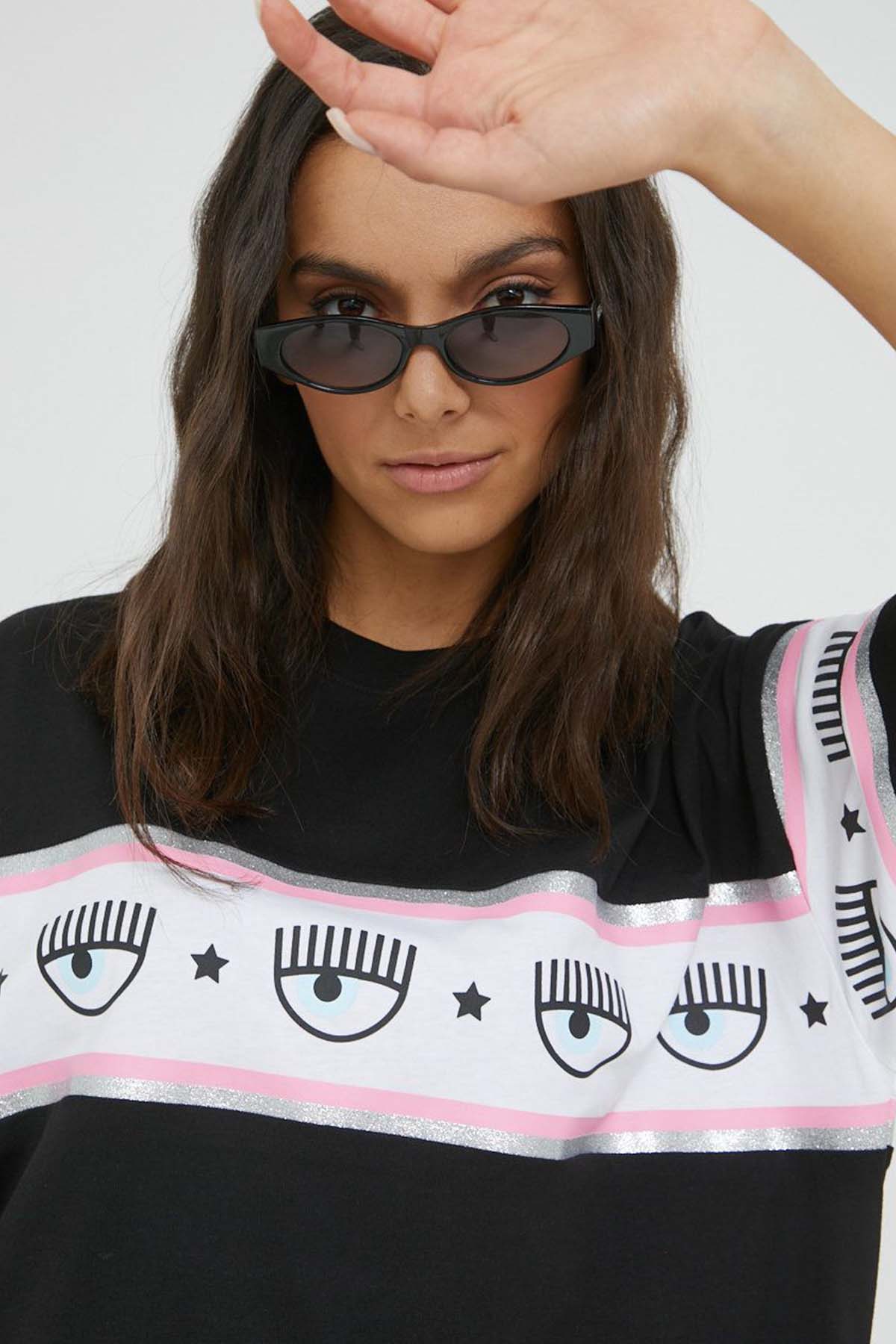Chiara Ferragni Yuvarlak Yaka Geniş Kesim Logolu T-shirt-Libas Trendy Fashion Store