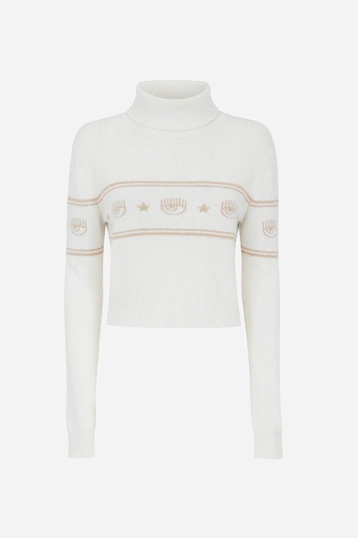 Chiara Ferragni Balıkçı Yaka Logolu Kaşmir Karışımlı Yün Örgü Triko-Libas Trendy Fashion Store