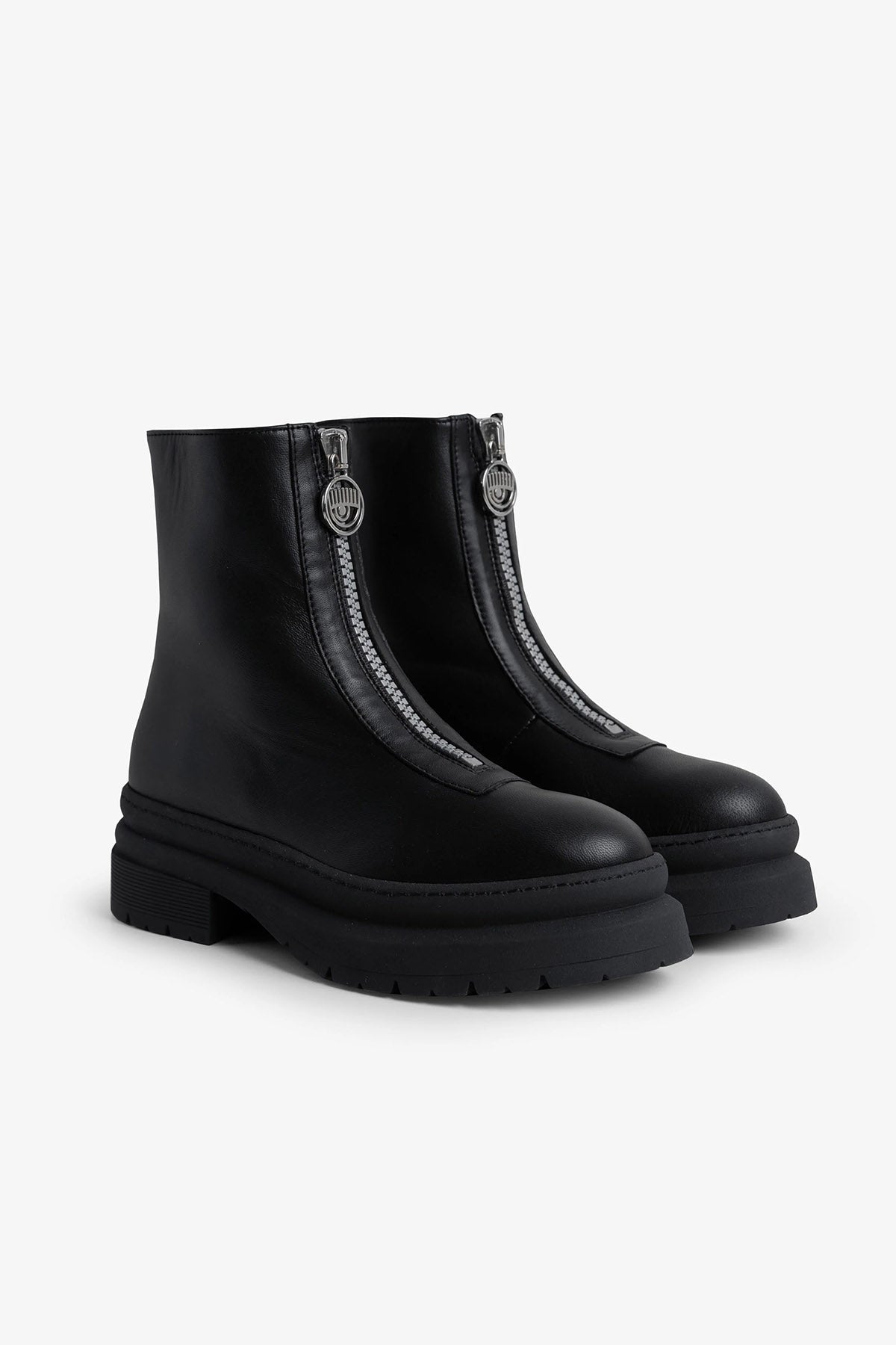 Chiara Ferragni Önden Fermuarlı Deri Bot-Libas Trendy Fashion Store