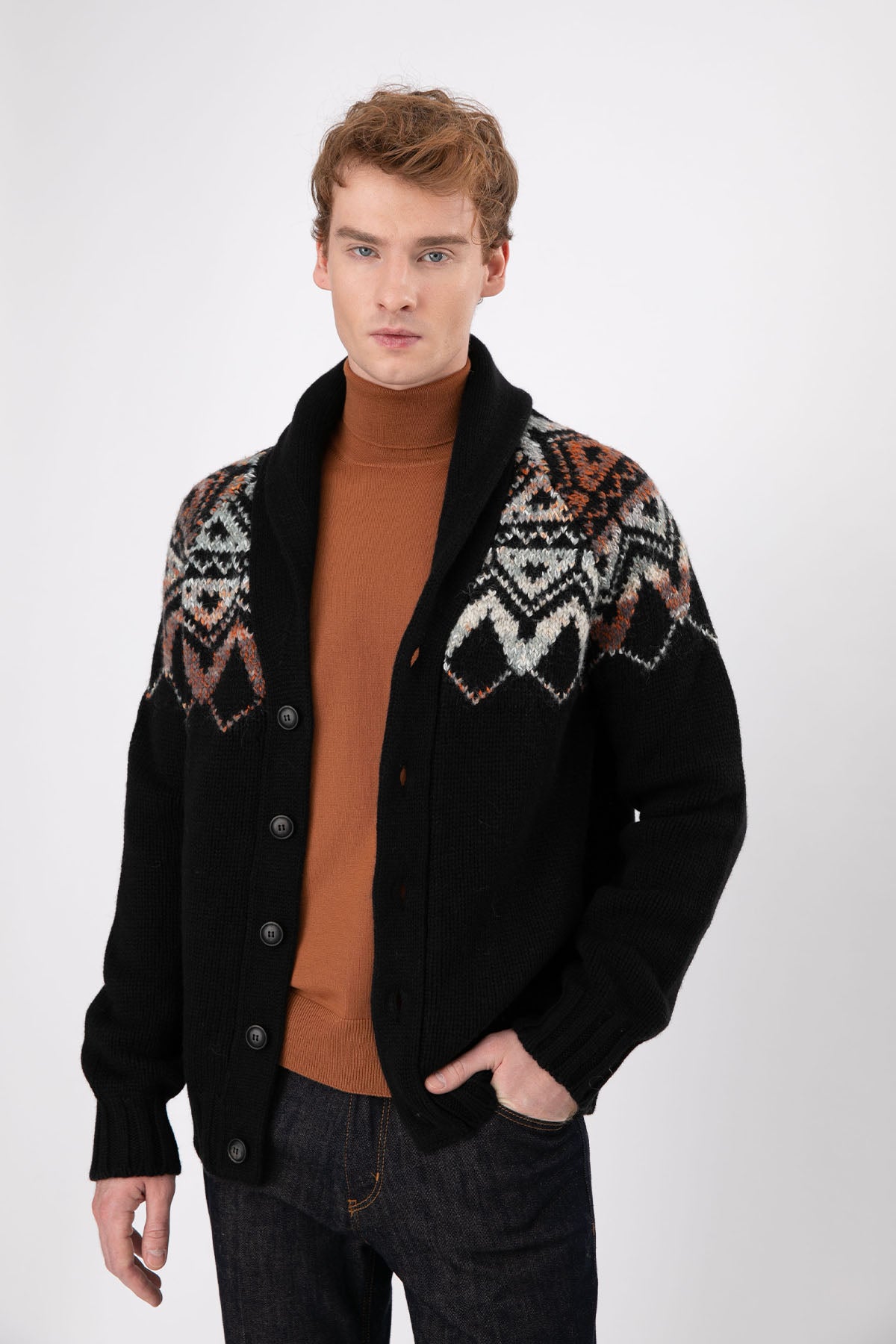 Gran Sasso Şal Yaka Yün Örgü Triko Ceket-Libas Trendy Fashion Store